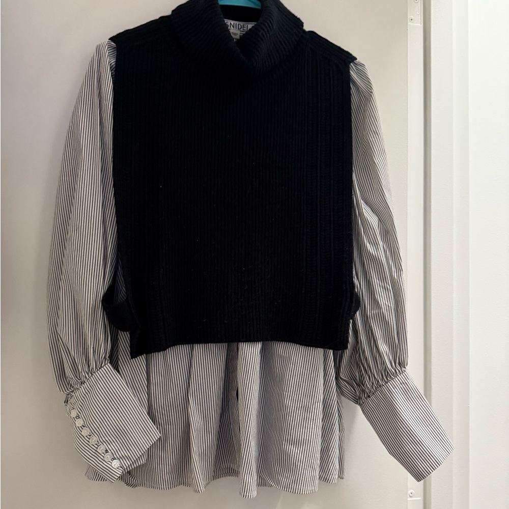 Elegant Black and White Women's Turtleneck Sweater